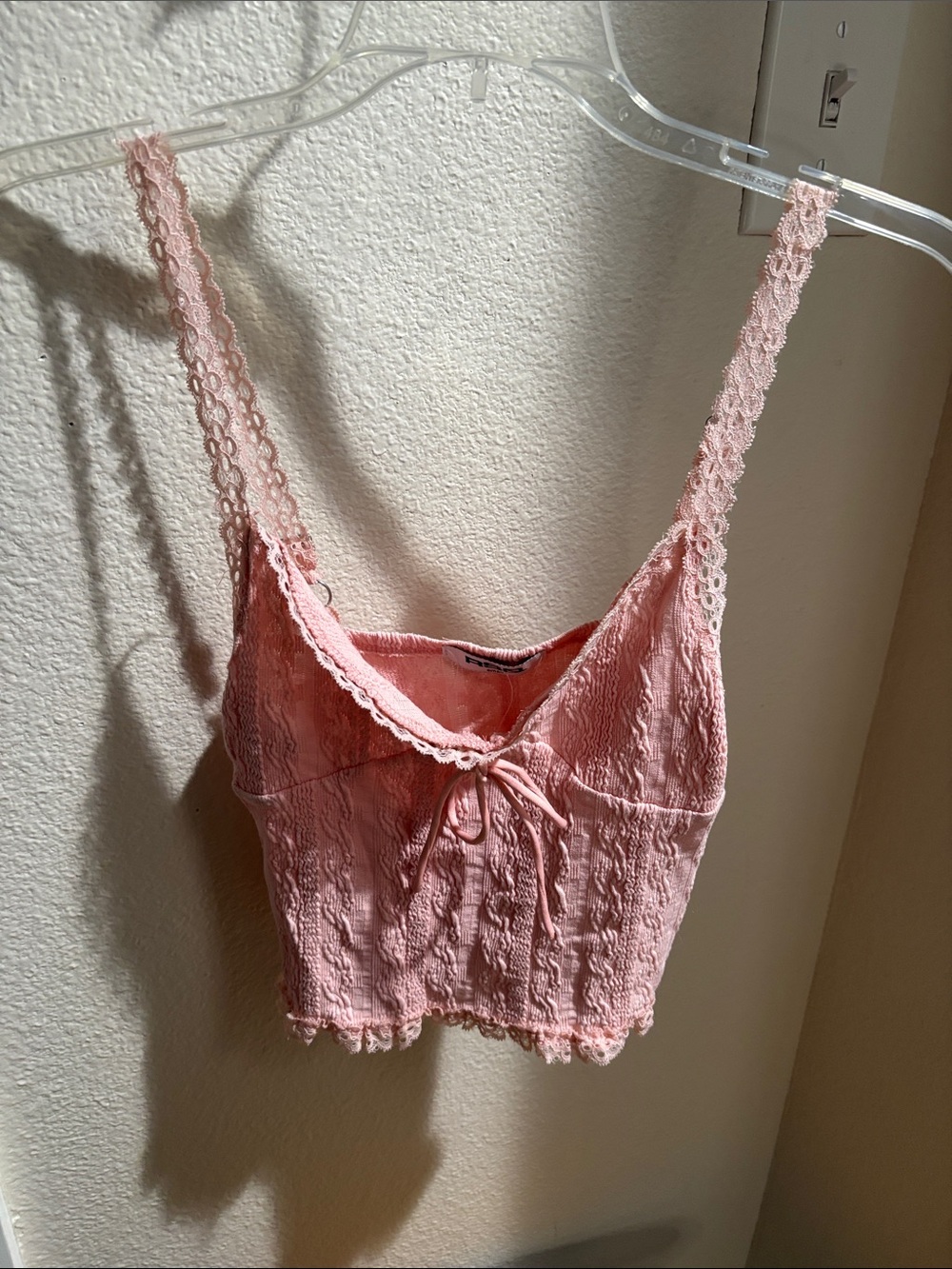 RSQ Pink Lace-Trim Cami Top S